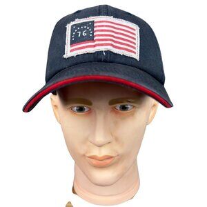 American Revolution Strapback Hat Navy Blue 1776 Flag Patch Yorktown Embroidery